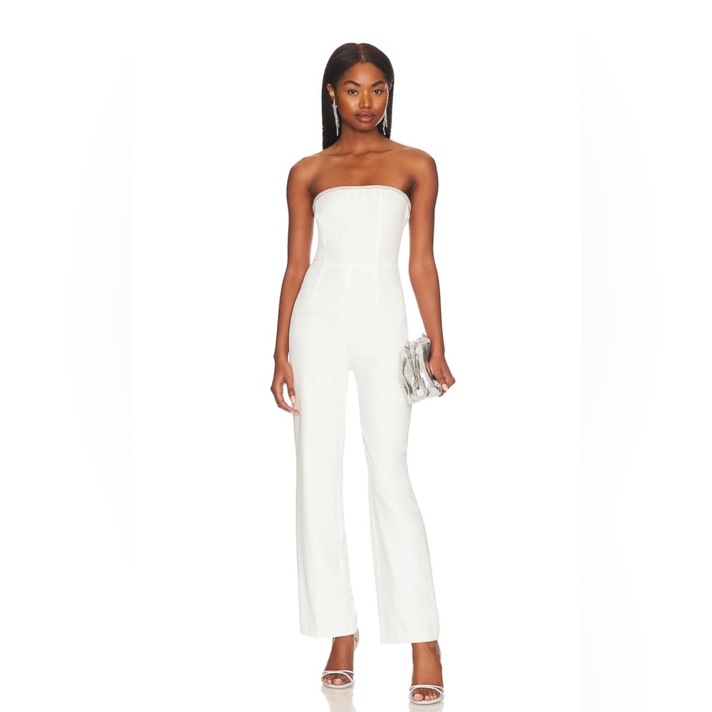 Superdown Keke Strapless Jumpsuit in Ivory Size XXS